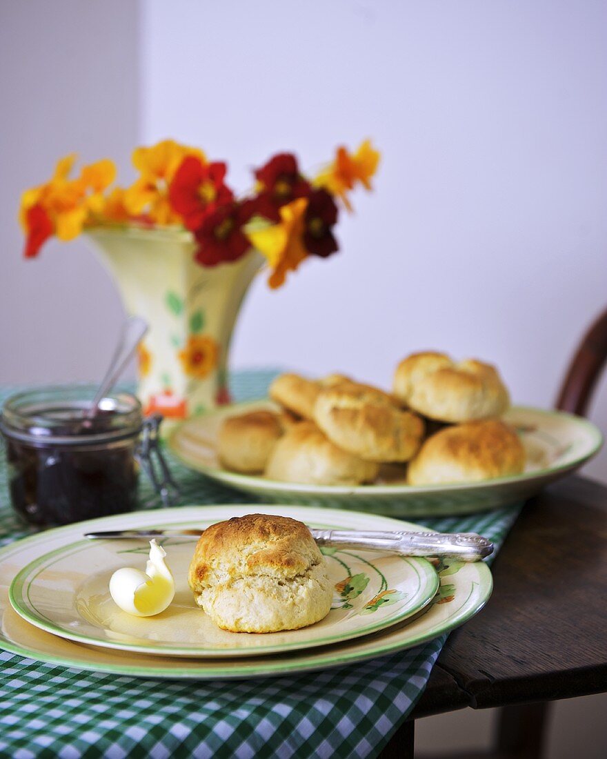 Scones with butter curl