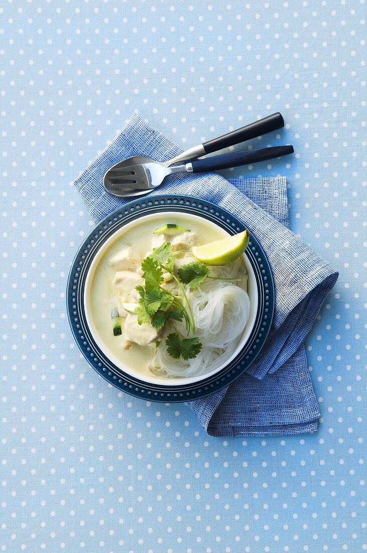 Chicken soup with glass noodles