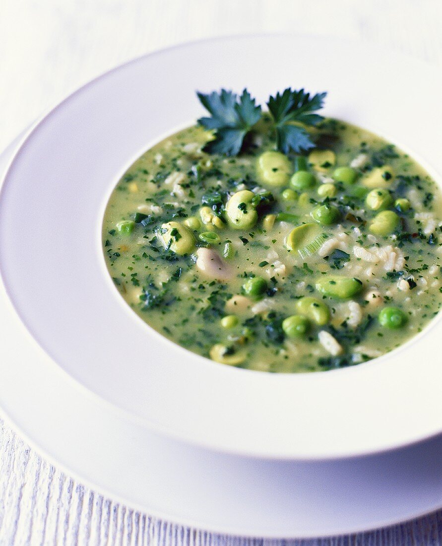 Soup with beans, peas and rice