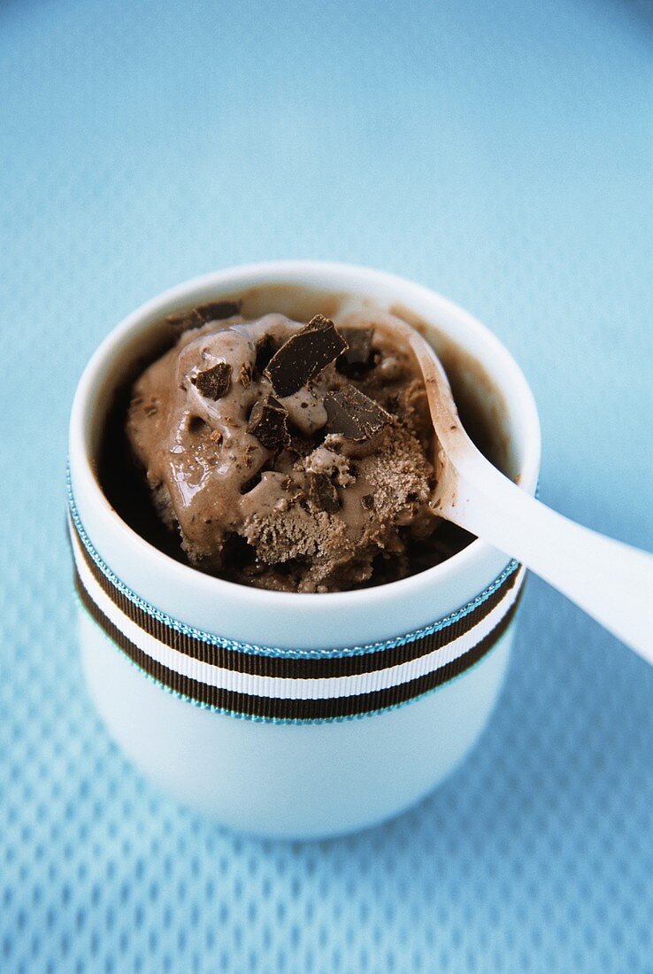 Small bowl of chocolate ice cream