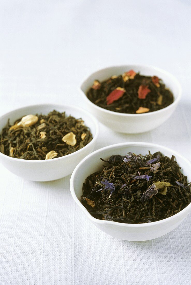 Dried tea leaves with flowers