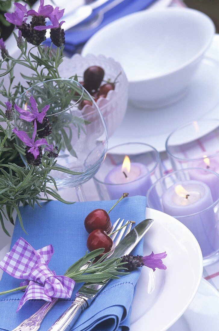 Laid table with lavender