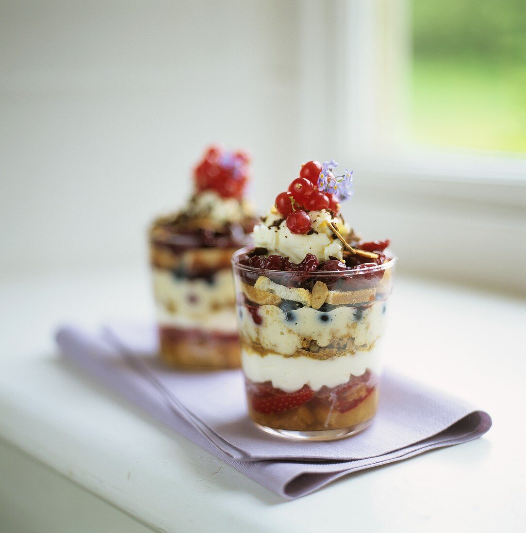 Layered dessert with berries