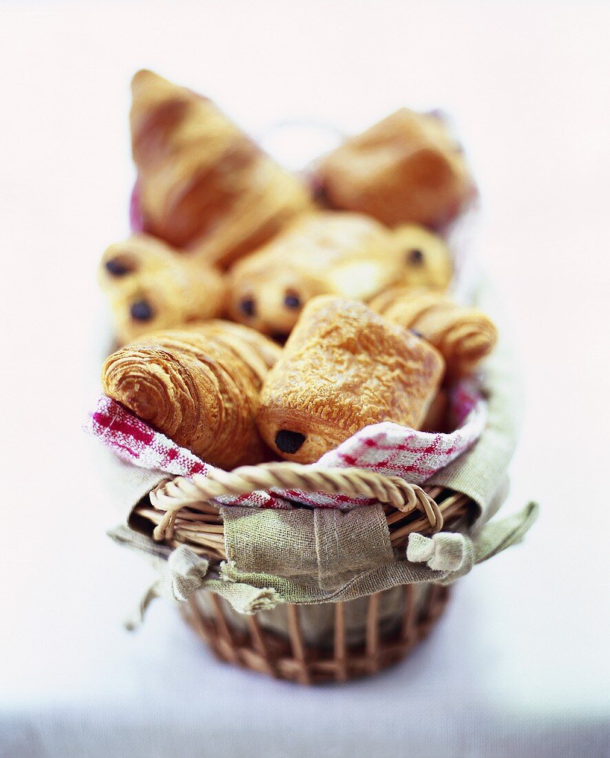 Assorted croissants in a basket