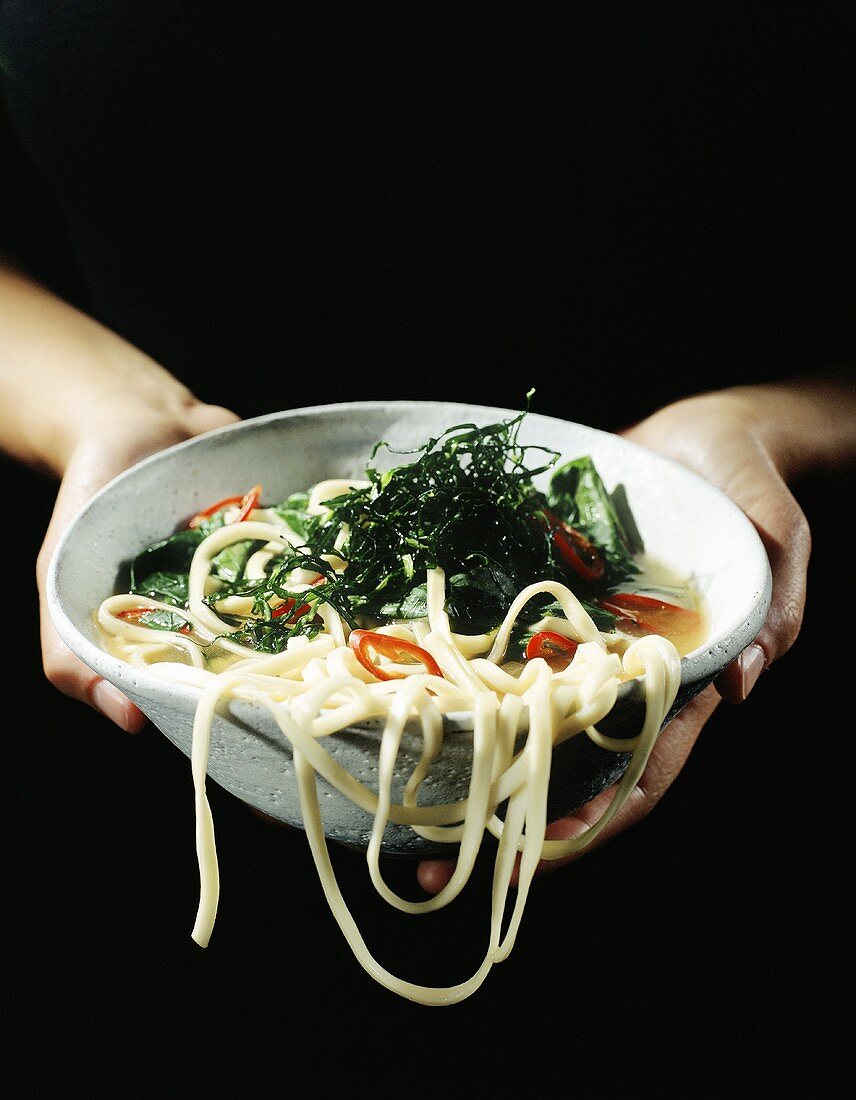 Thai noodle soup with seaweed