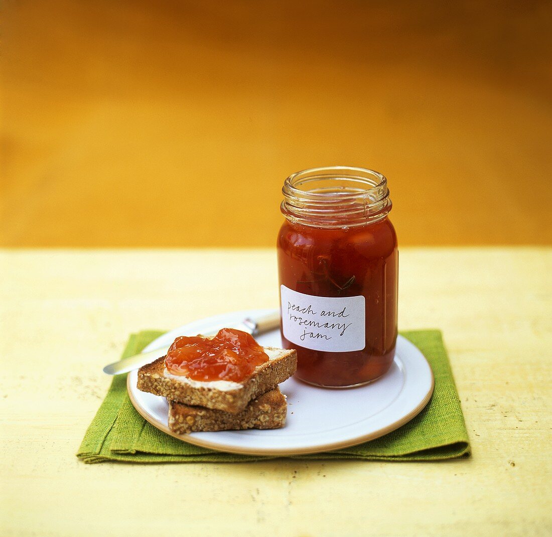 Peach and rosemary jam