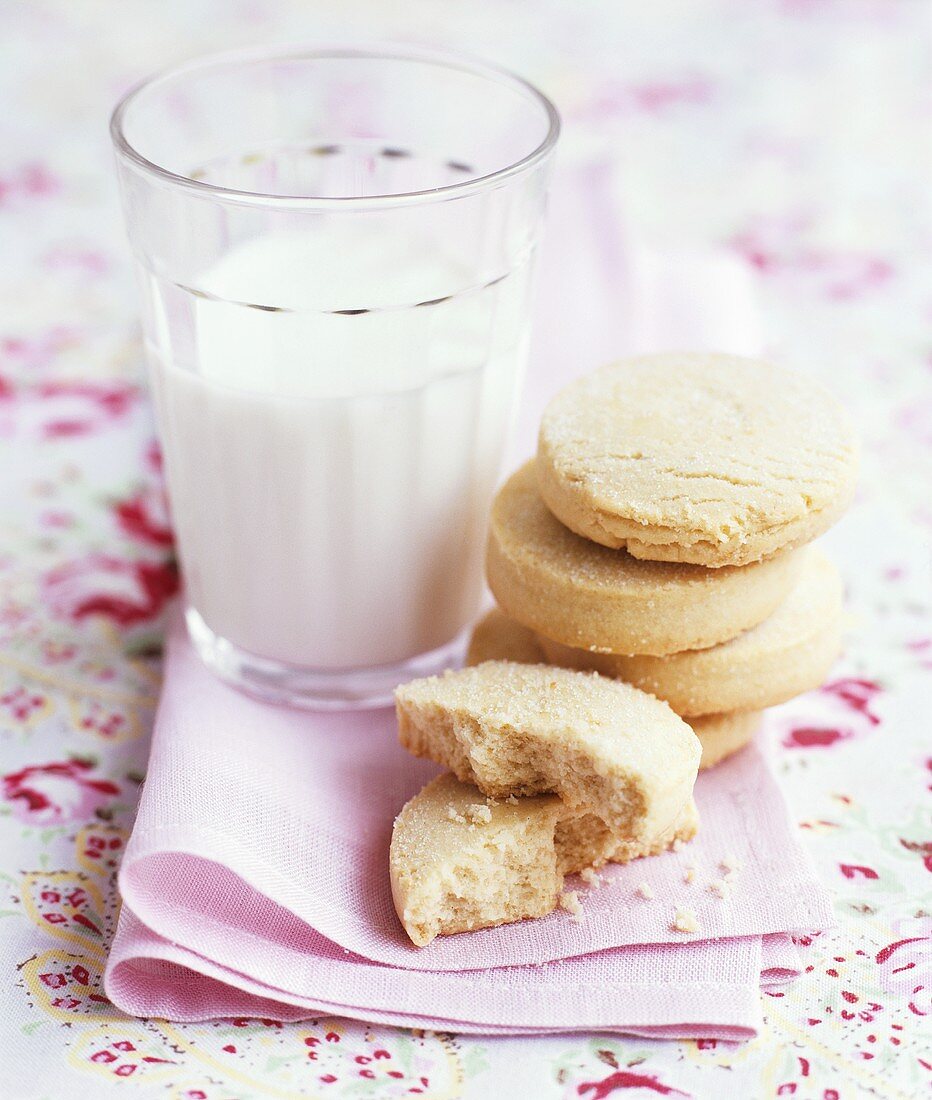 Shortbread with a glass of milk