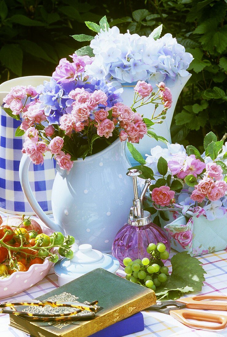 Table with summery decorations out of doors