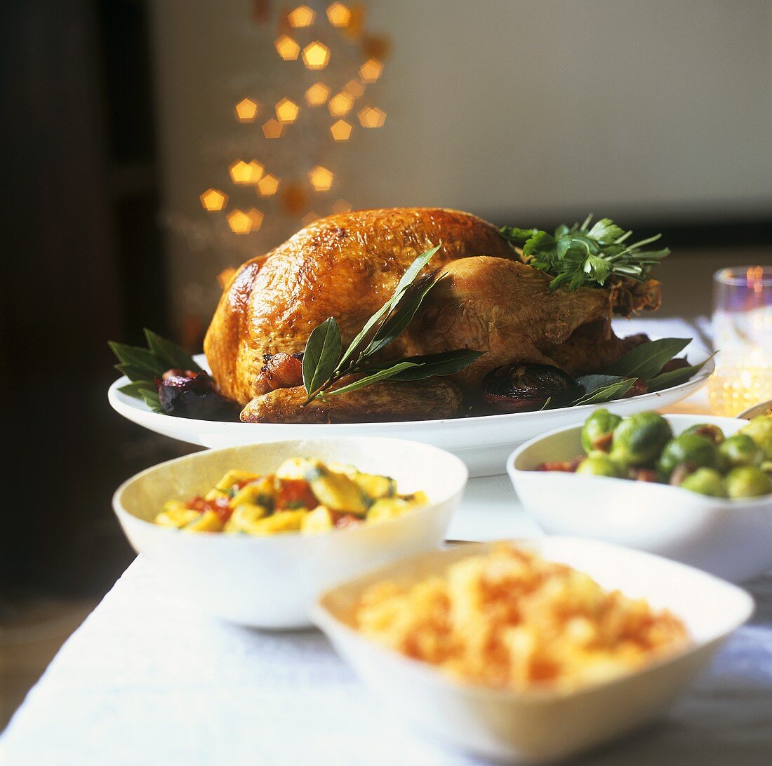 Stuffed turkey with accompaniments