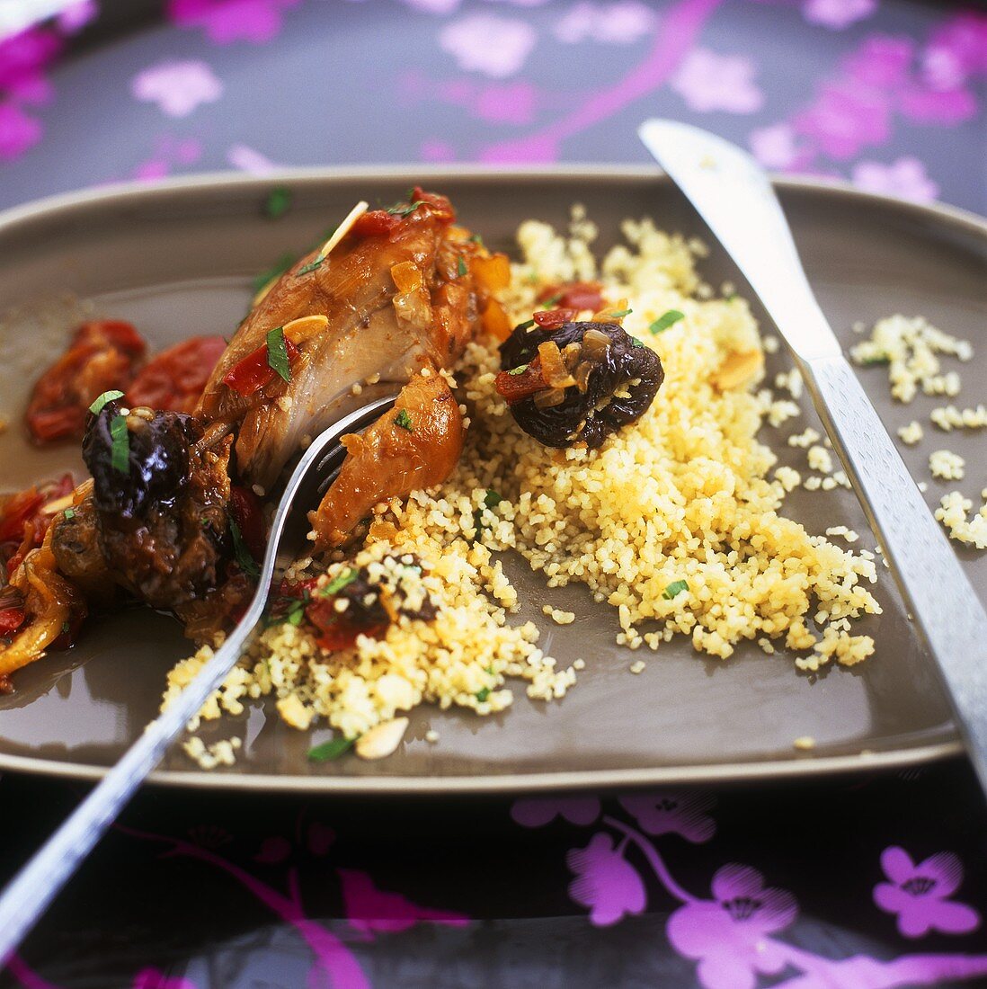 Moroccan chicken with plums and couscous
