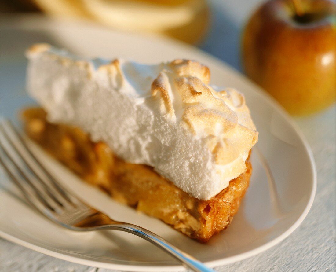 A piece of apple meringue pie