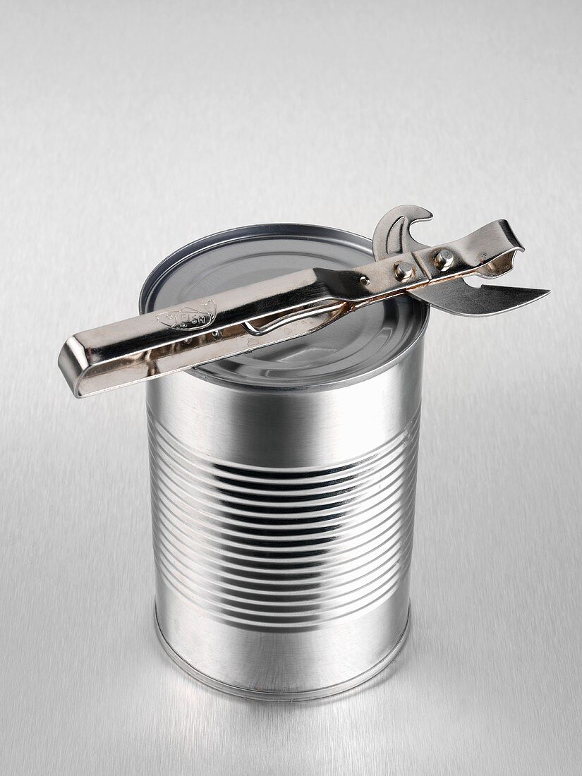 Tin opener on a food tin