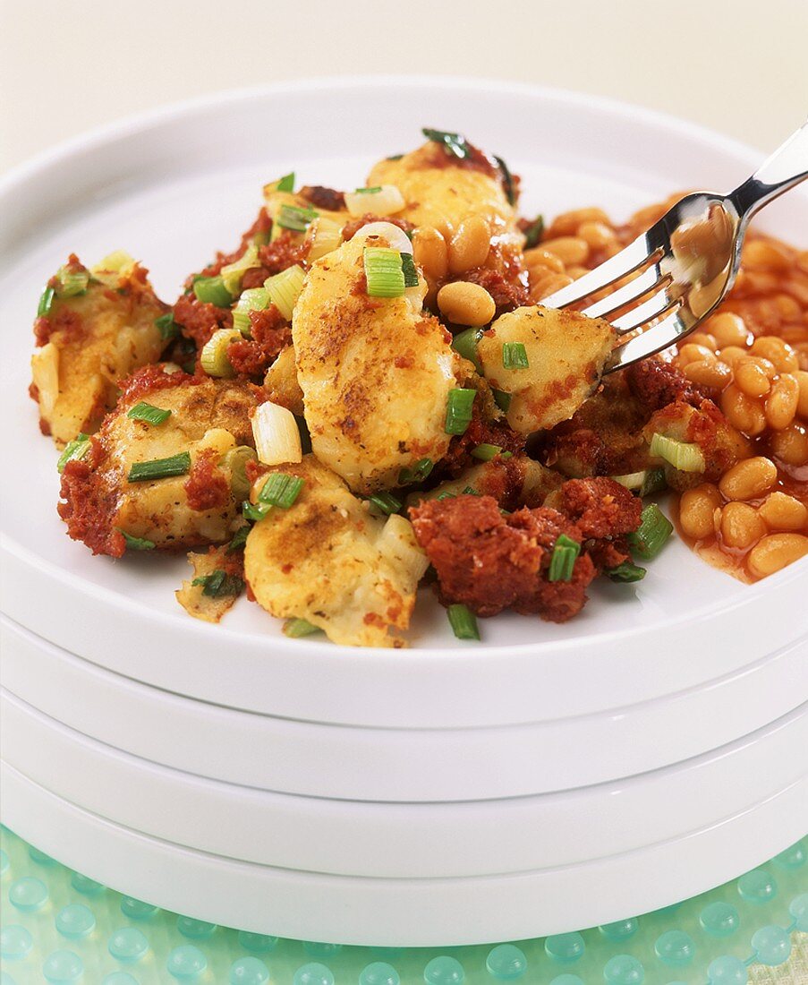 Corned Beef mit Baked Beans & gebackenem Kartoffelpüree (England)