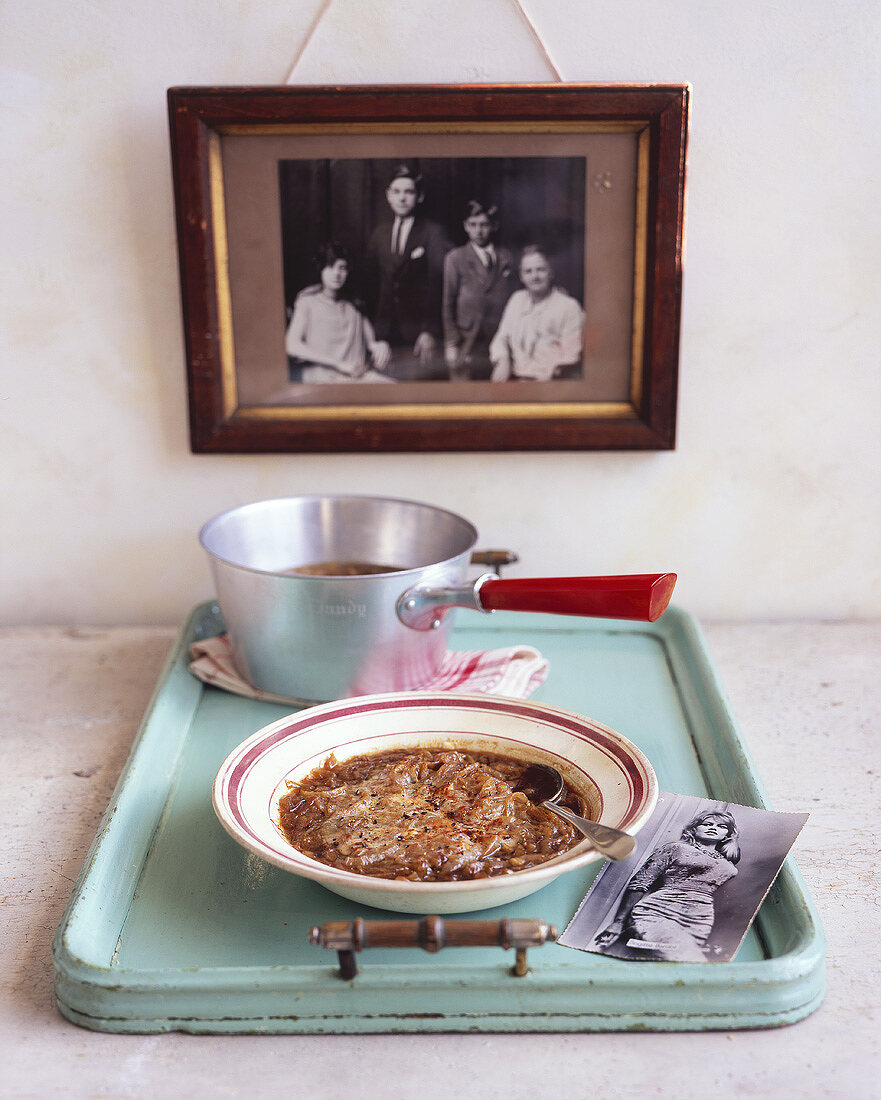 French onion soup with cheese croûtes