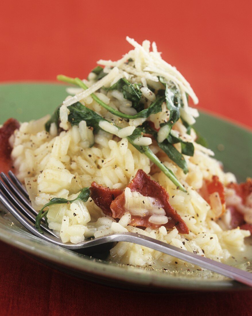 Risotto mit Rucola und Bacon