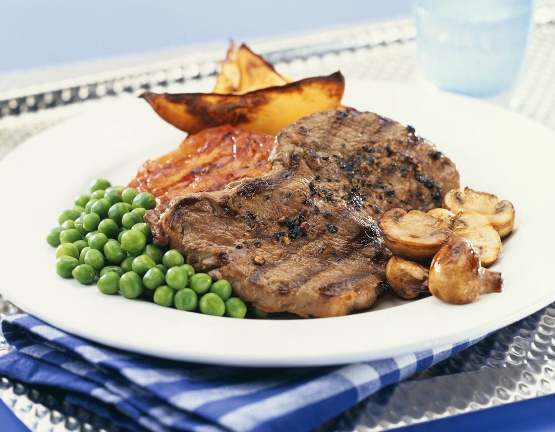 Grilled beef steak with vegetables