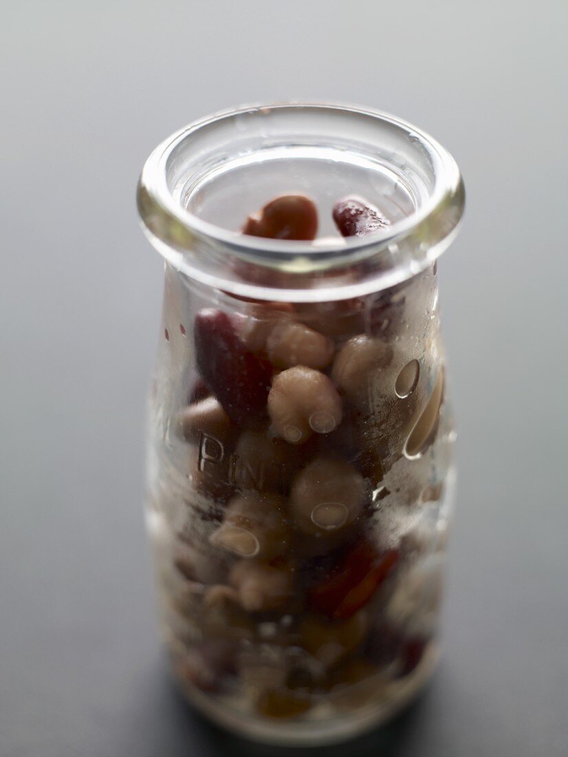Jar of cooked beans