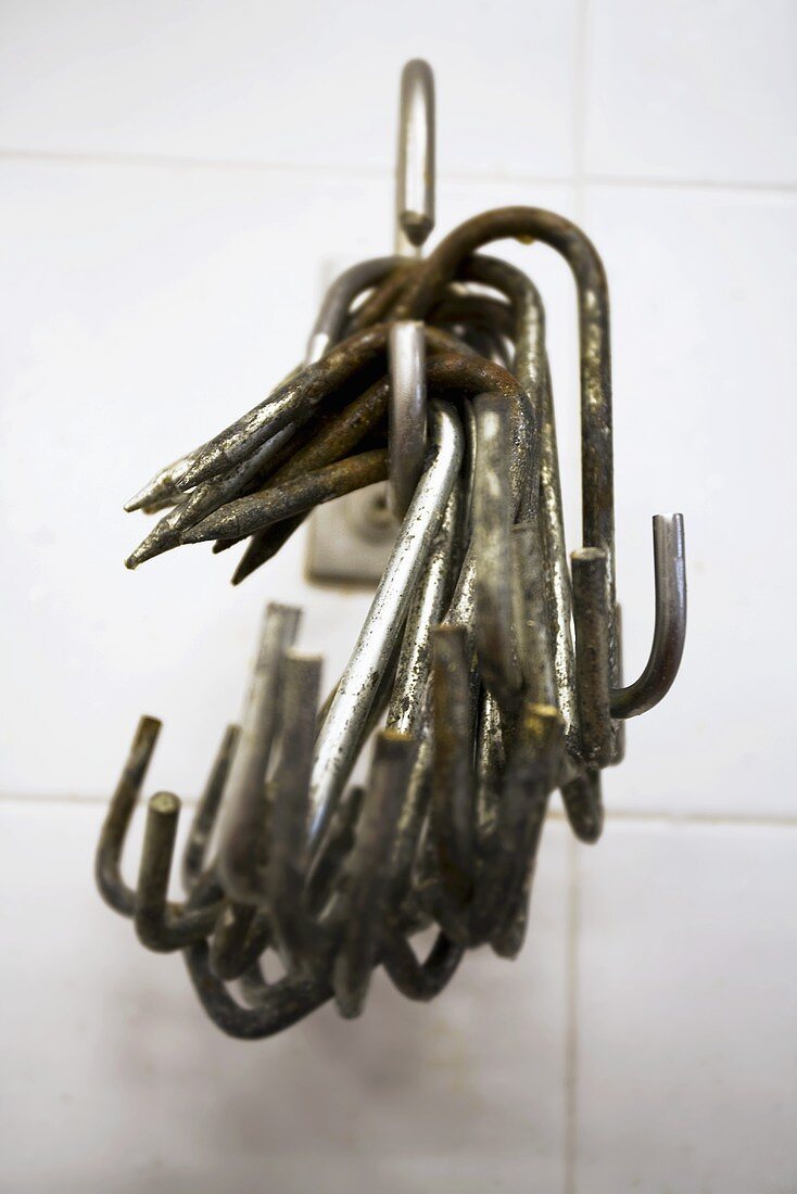 Meat hooks for San Daniele ham