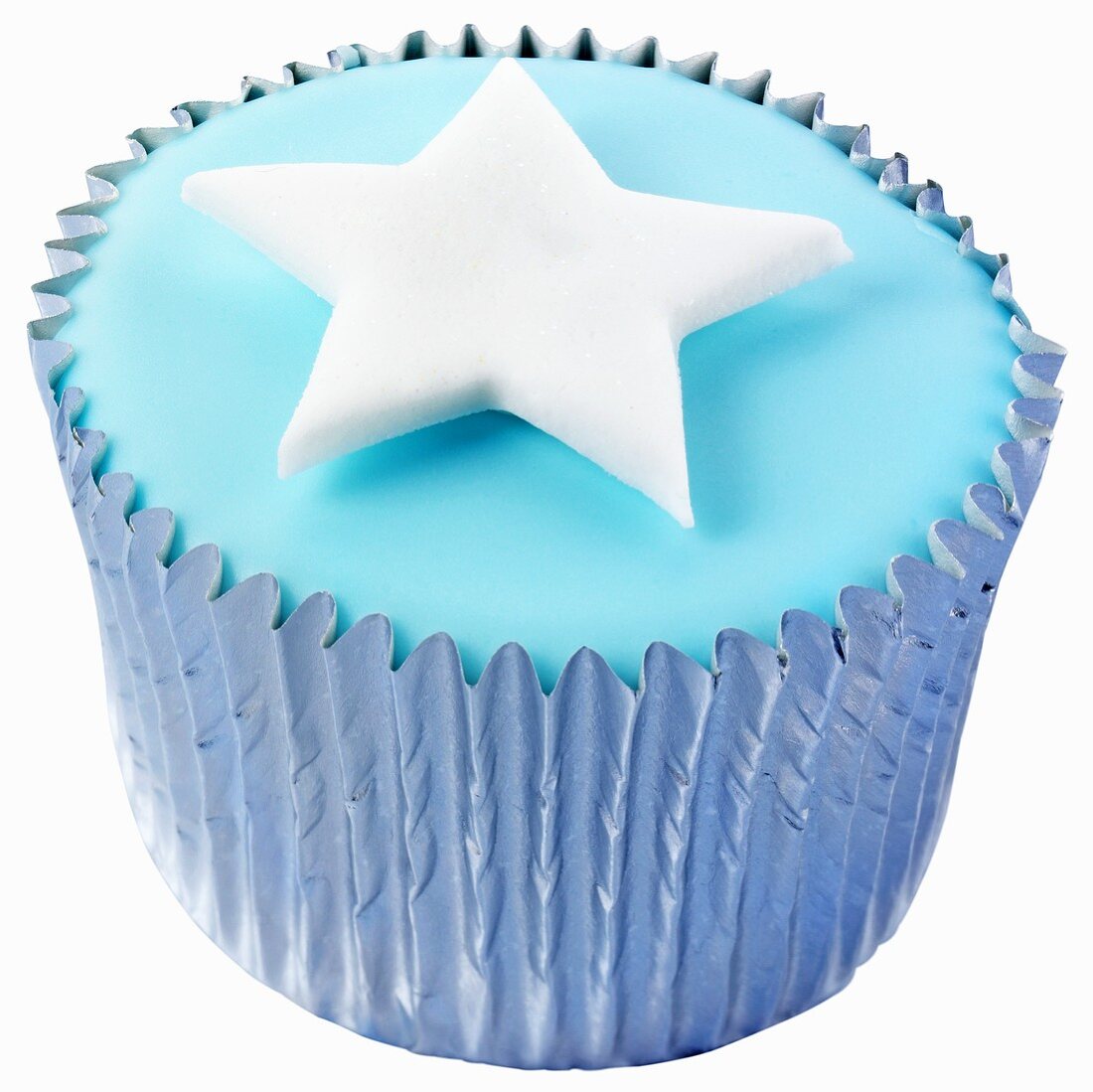 Cupcake with blue icing and star