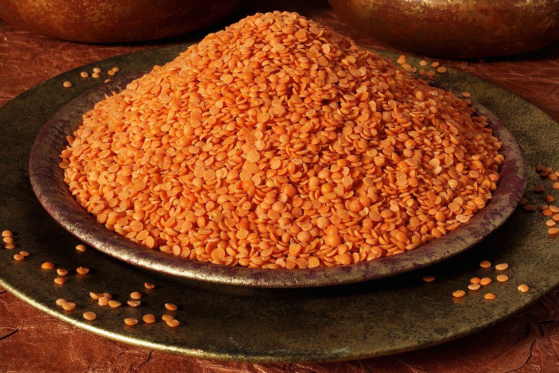 Red lentils in a dish