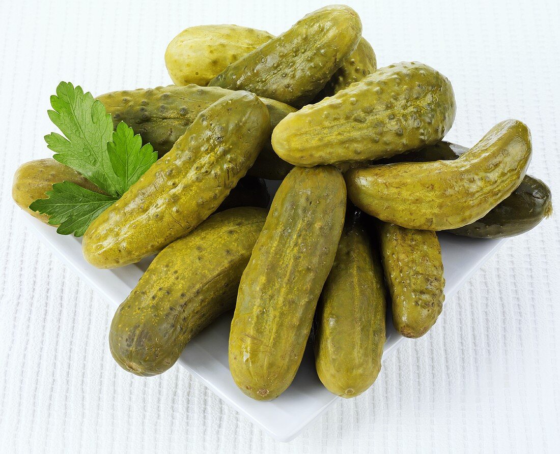 Several pickled gherkins