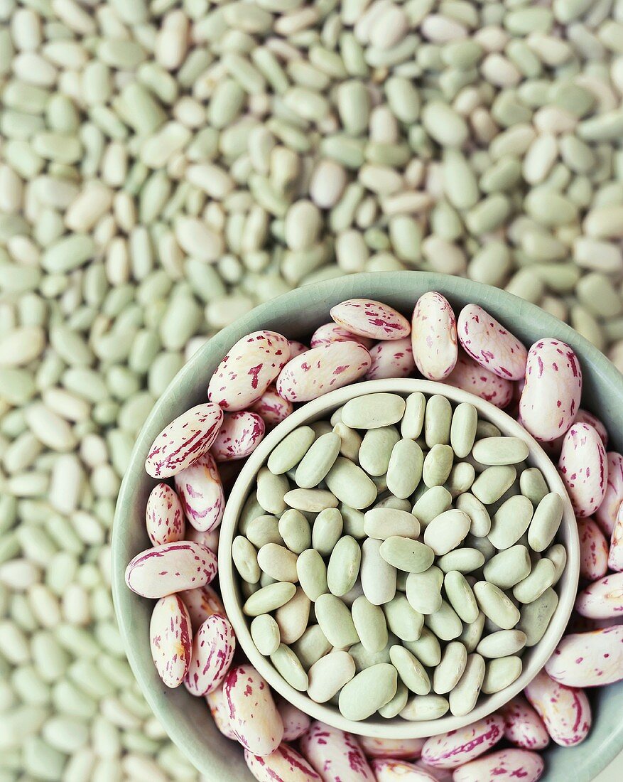 Flageolet beans and borlotti beans