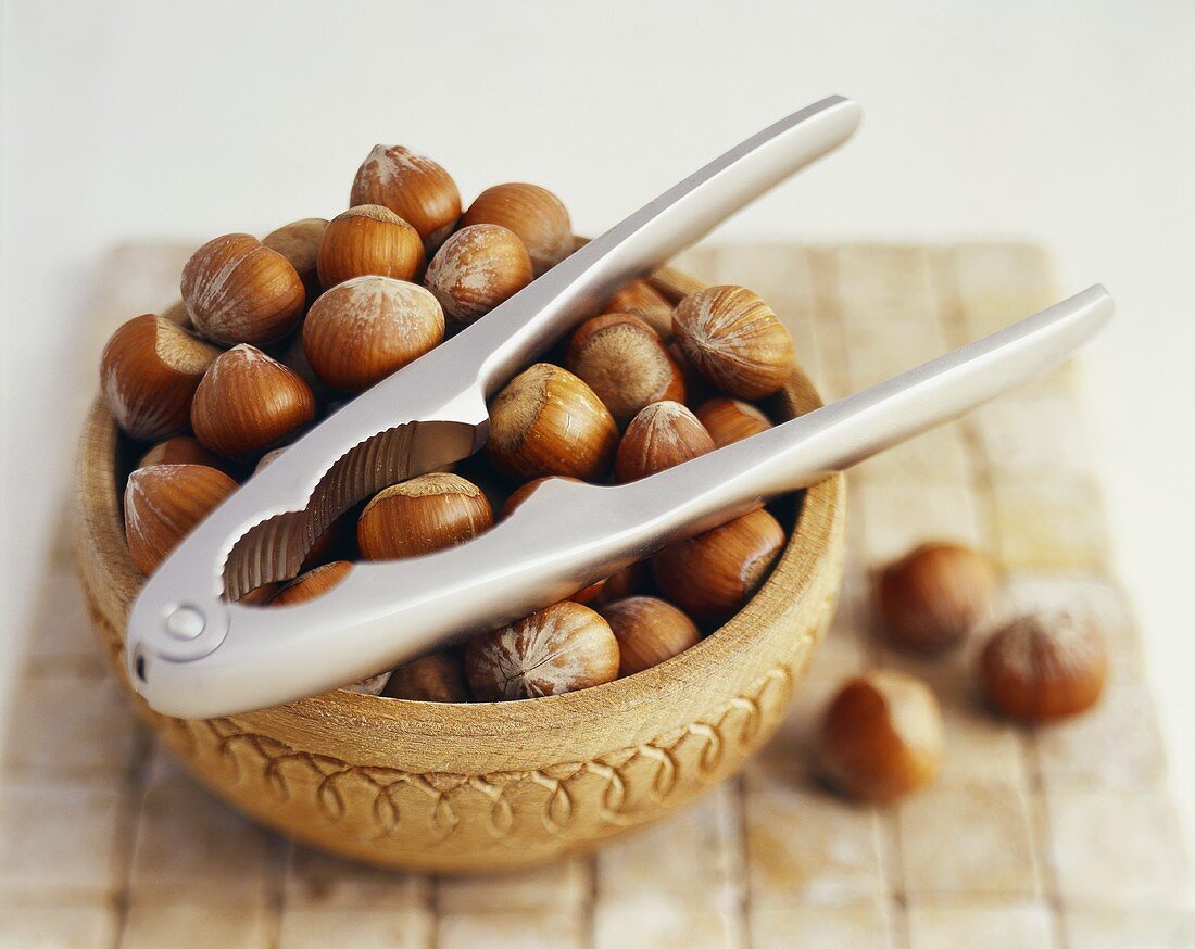 Hazelnuts with nutcracker