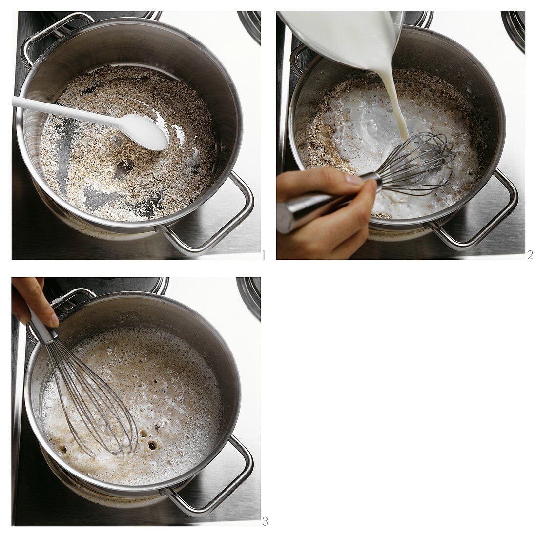 Making béchamel sauce with wholemeal flour