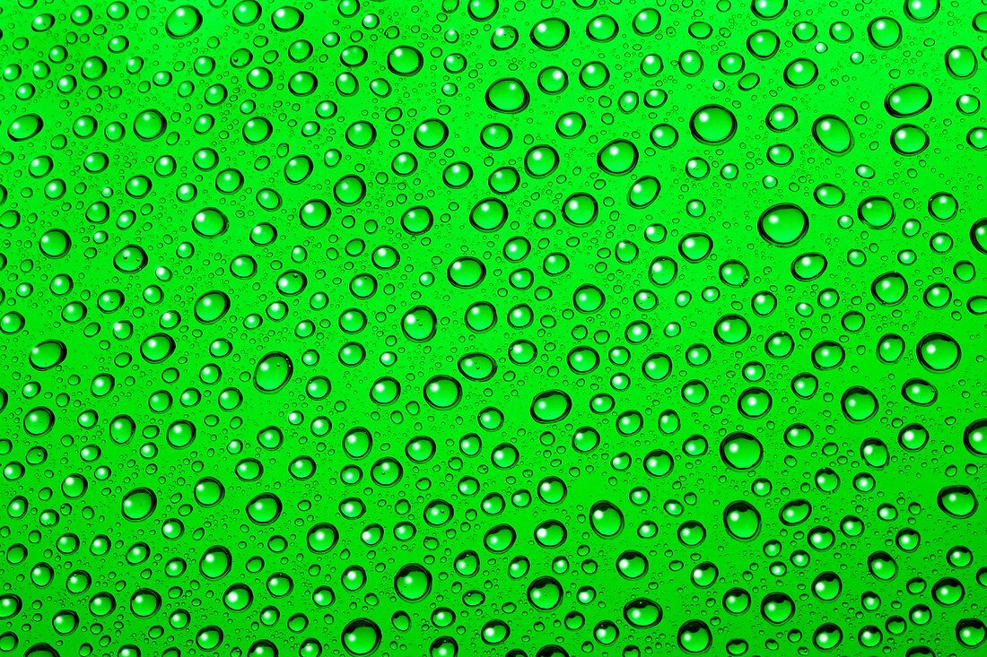 Wassertropfen auf grünem Hintergrund