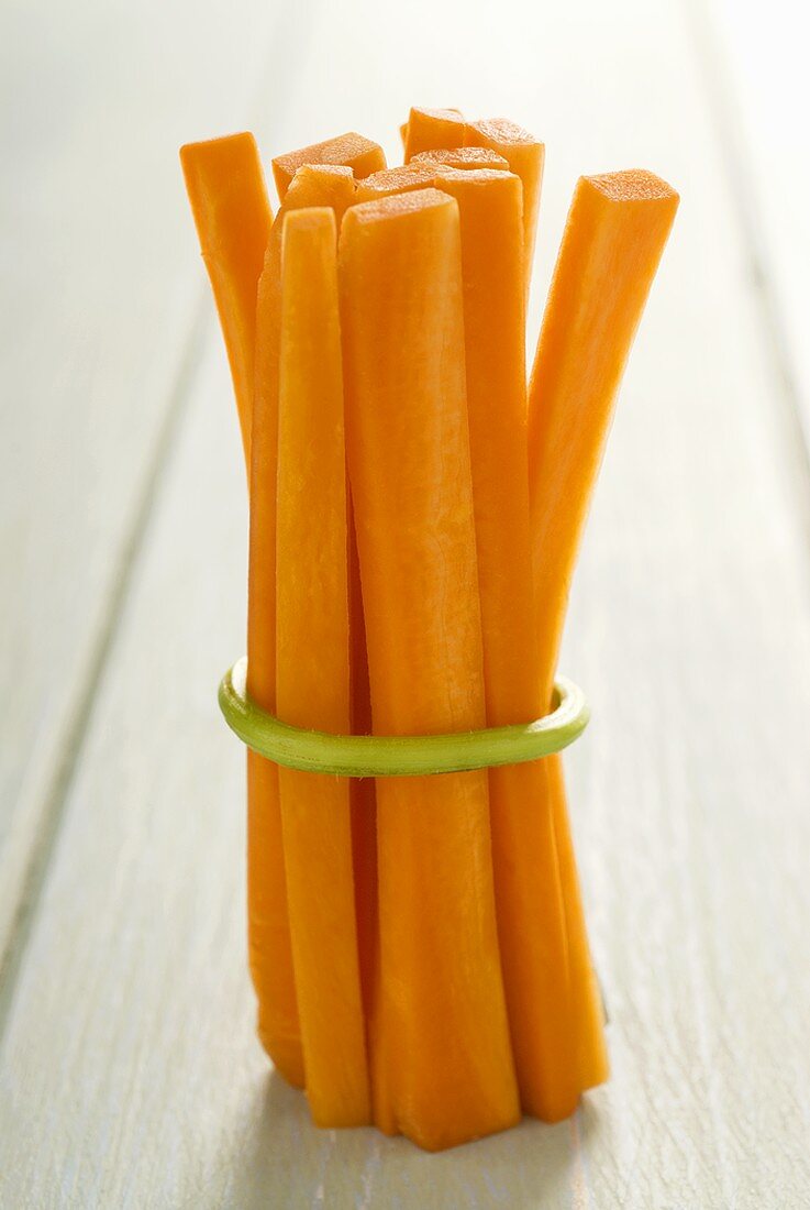 A bundle of carrot sticks