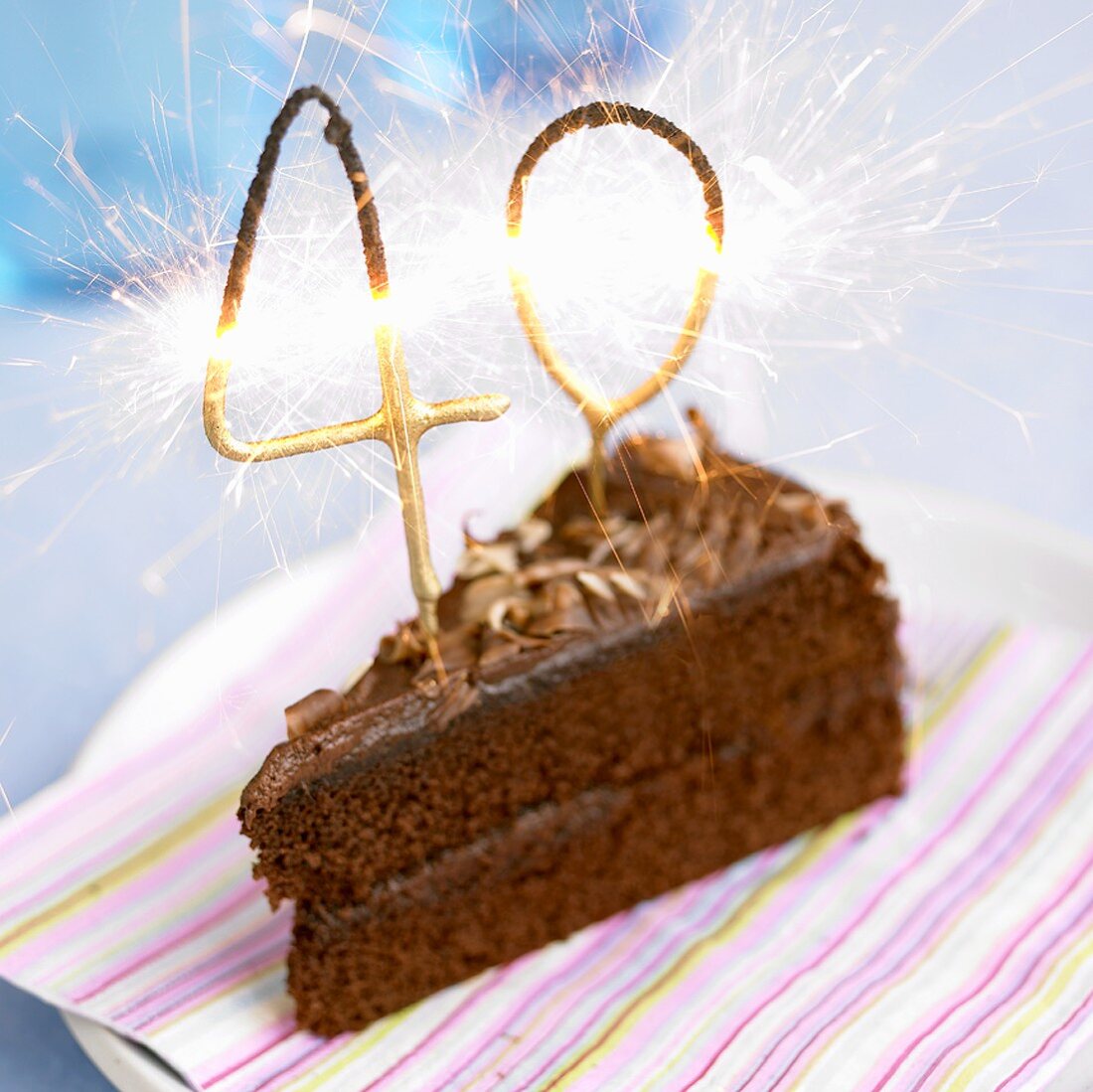 Ein Stück Schokoladentorte zum 40. Geburtstag