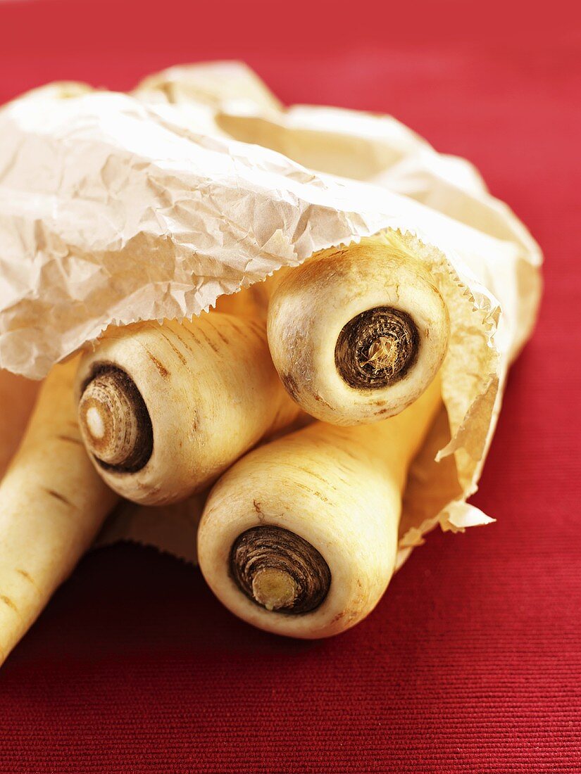 Parsnips in a paper bag