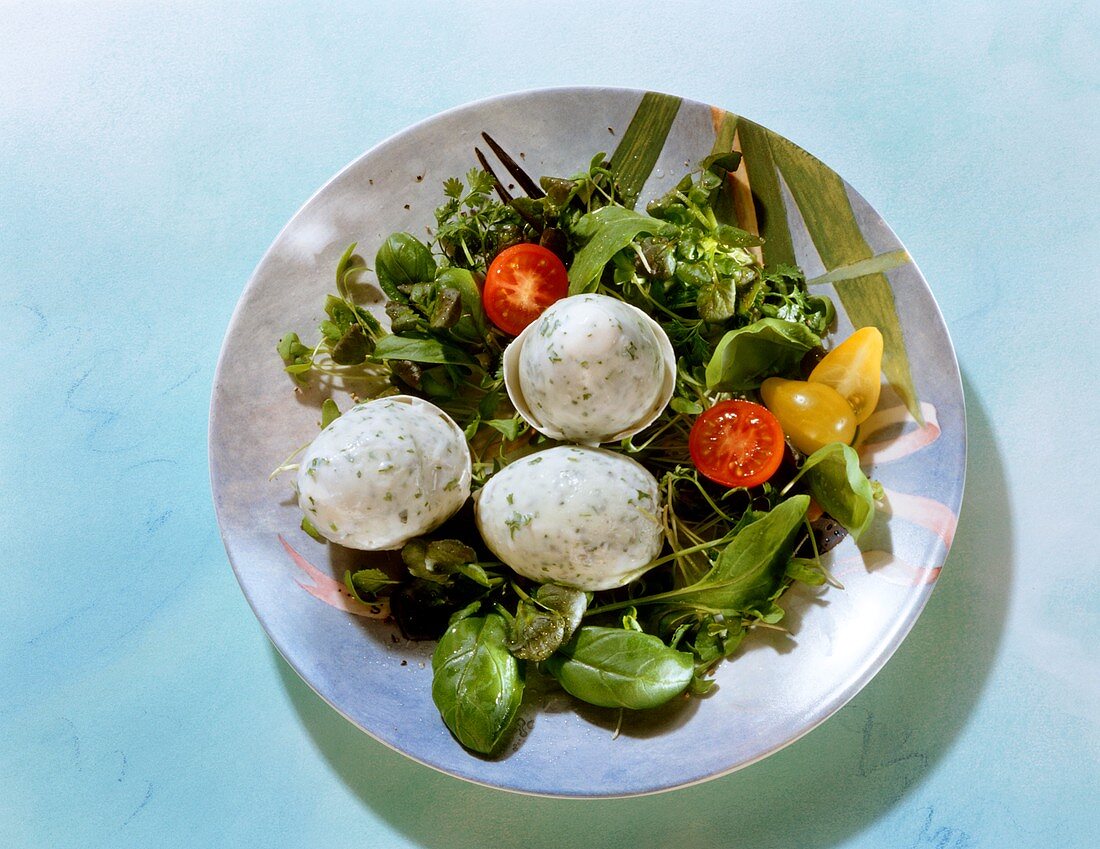 Herb Eggs on Lettuce