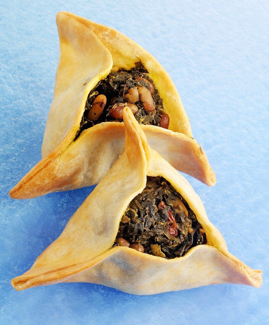 Two fatayer (Spinach pies, Lebanon)