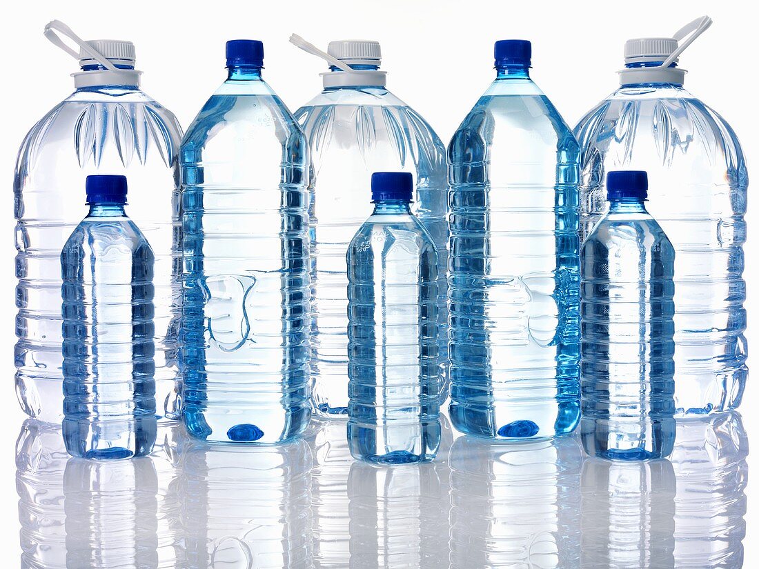 Various plastic water bottles