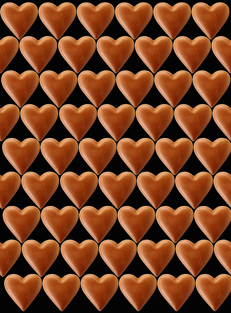 Chocolate hearts, black background