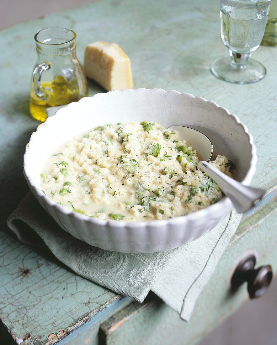Pea and bean risotto