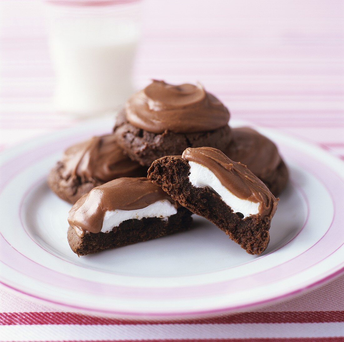 Chocolate biscuits with cream filling and chocolate icing