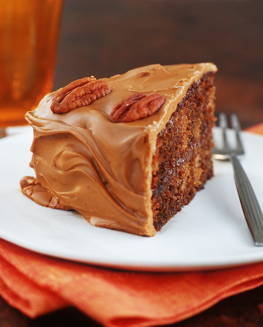 A piece of walnut caramel cake