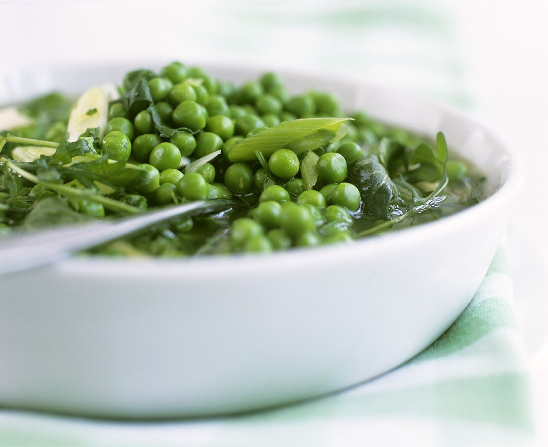Peas and green vegetables
