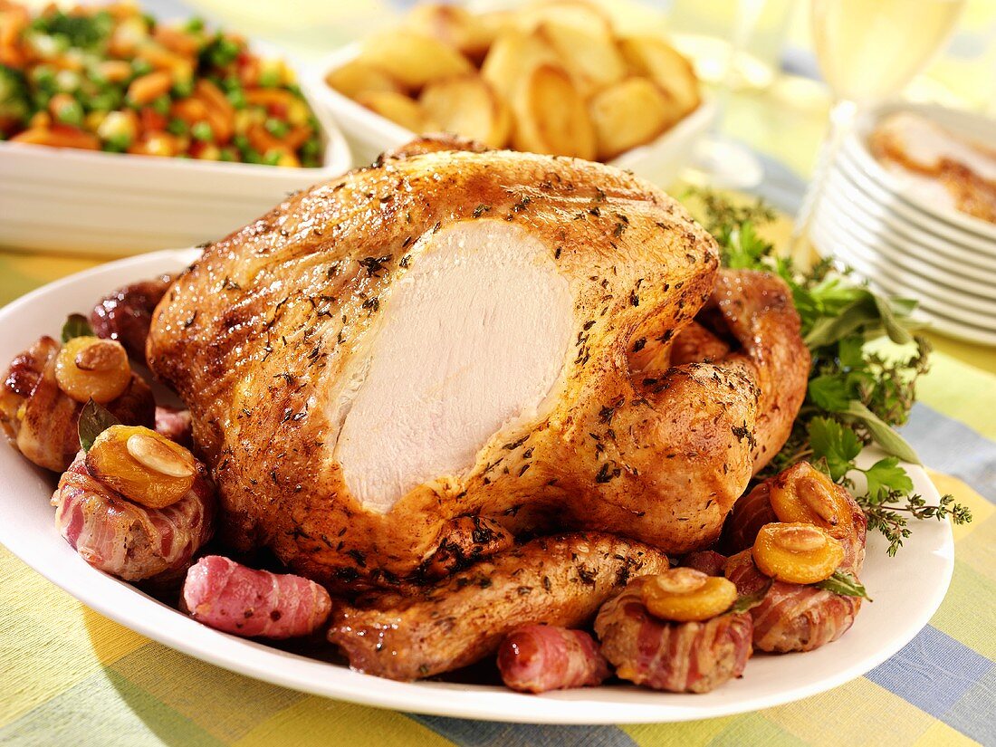 Roast turkey with accompaniments