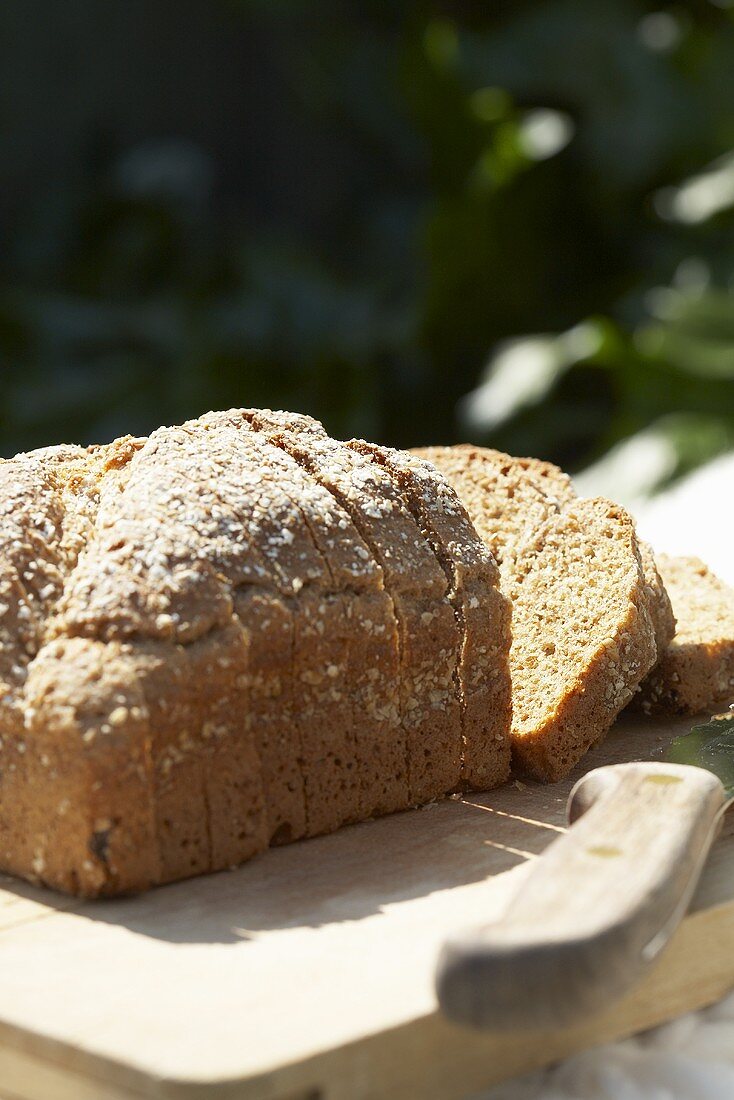 Irish wholemeal bread on chopping board