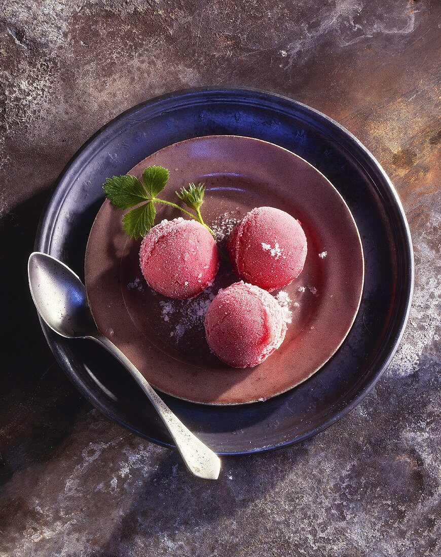 Strawberry and lychee sorbet