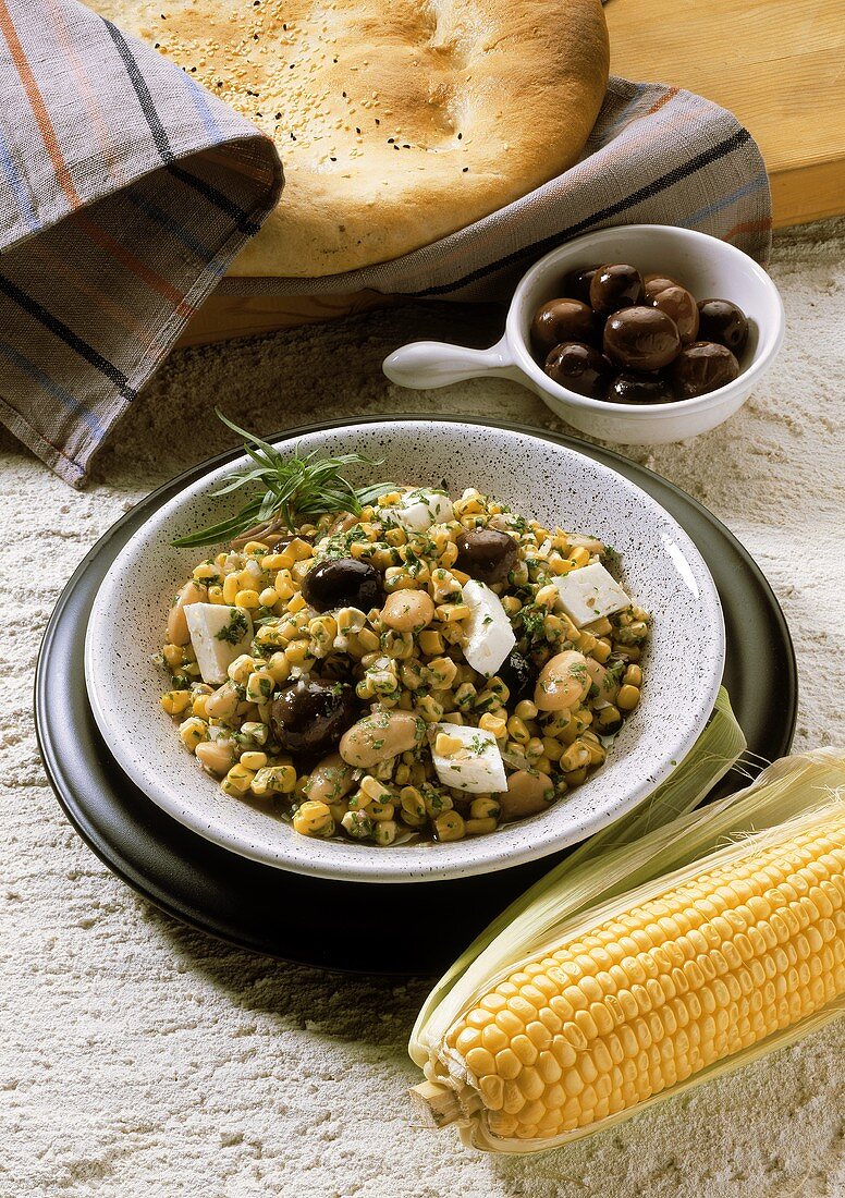 Greek Corn Salad with Olives