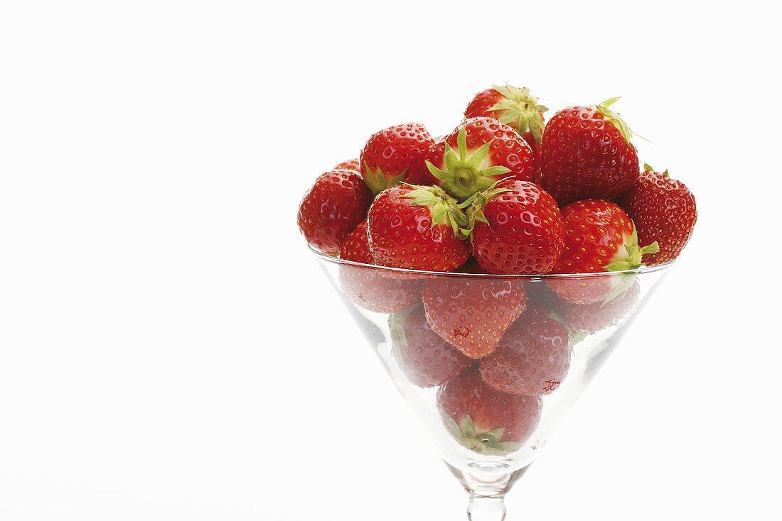 Fresh strawberries in a glass