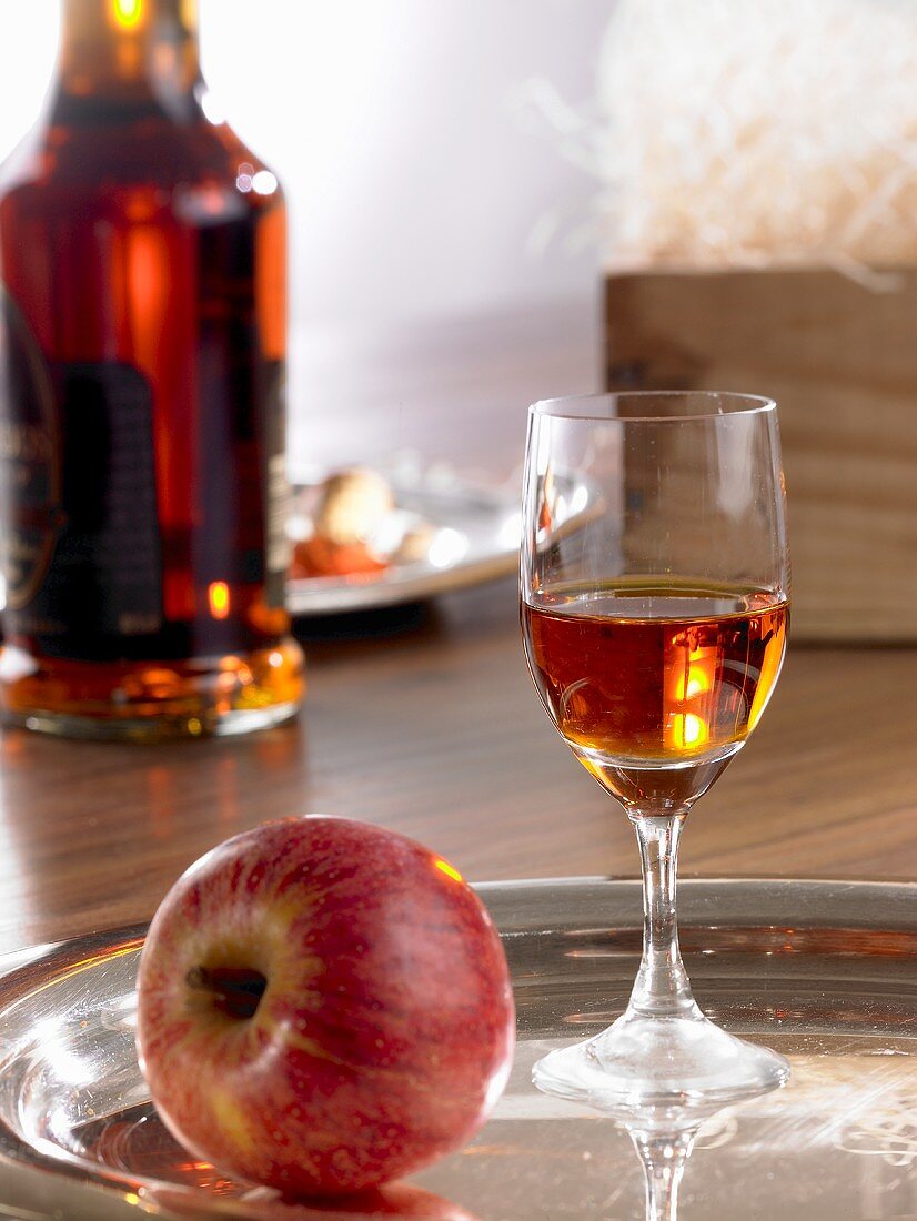 A glass of calvados (apple brandy)