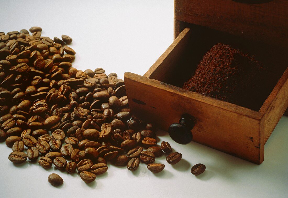 Coffee in a Mill with Coffee Beans