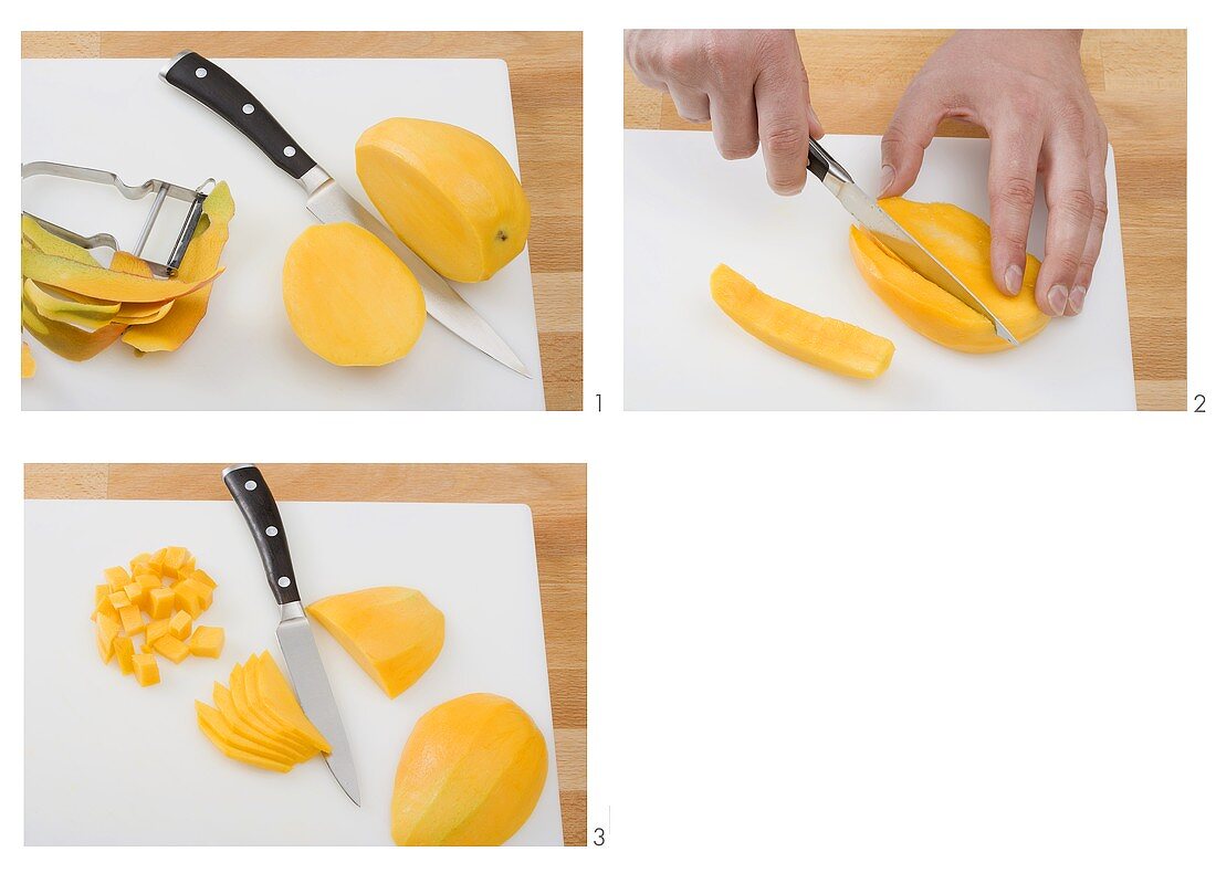 Mango schälen und schneiden