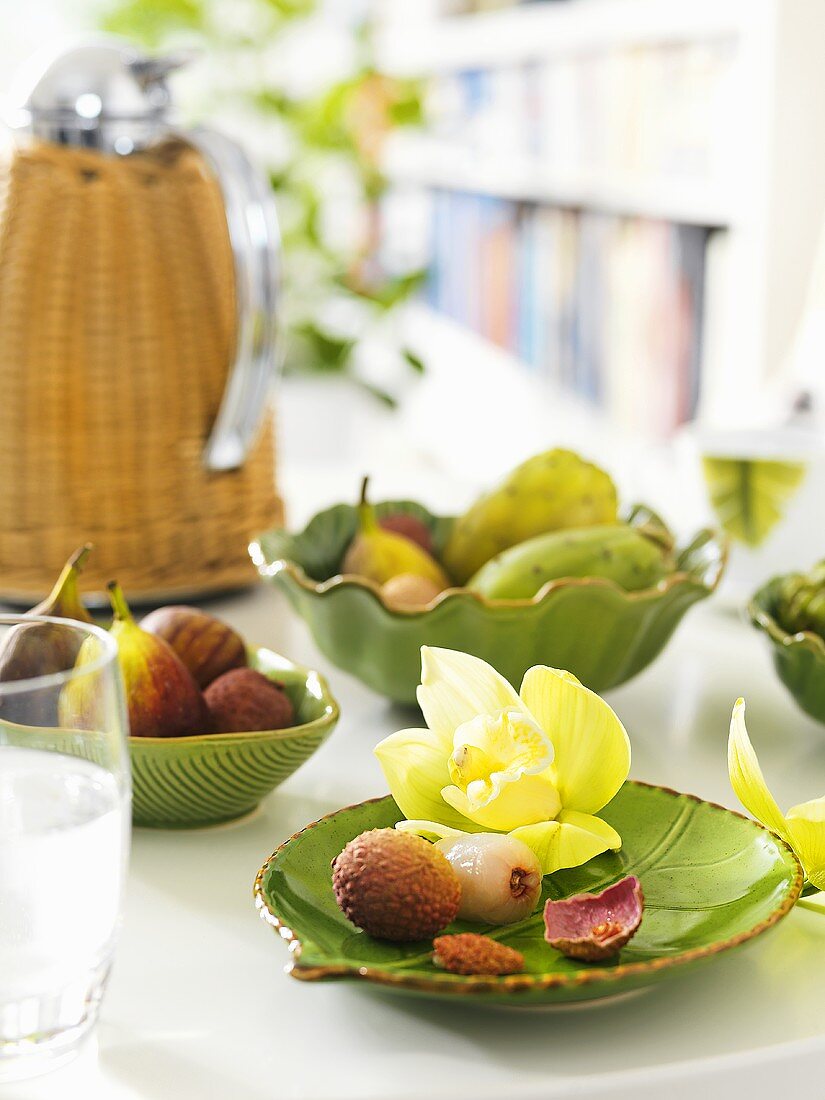 Various exotic fruits on a table