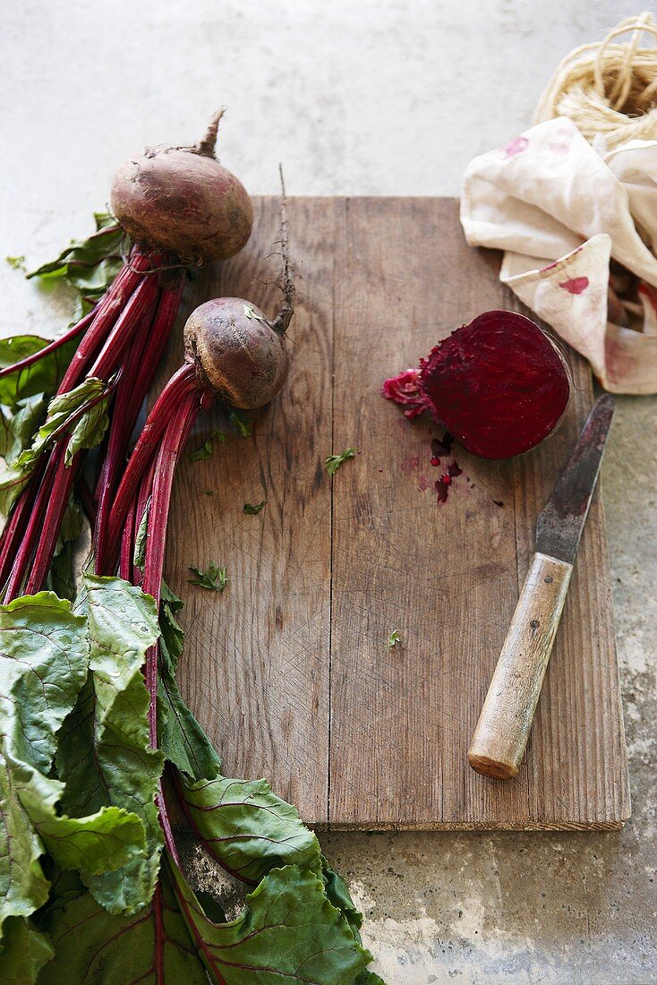 Beetroot on a chopping board
